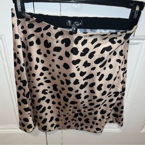 Aqua Animal Print Silk Skirt